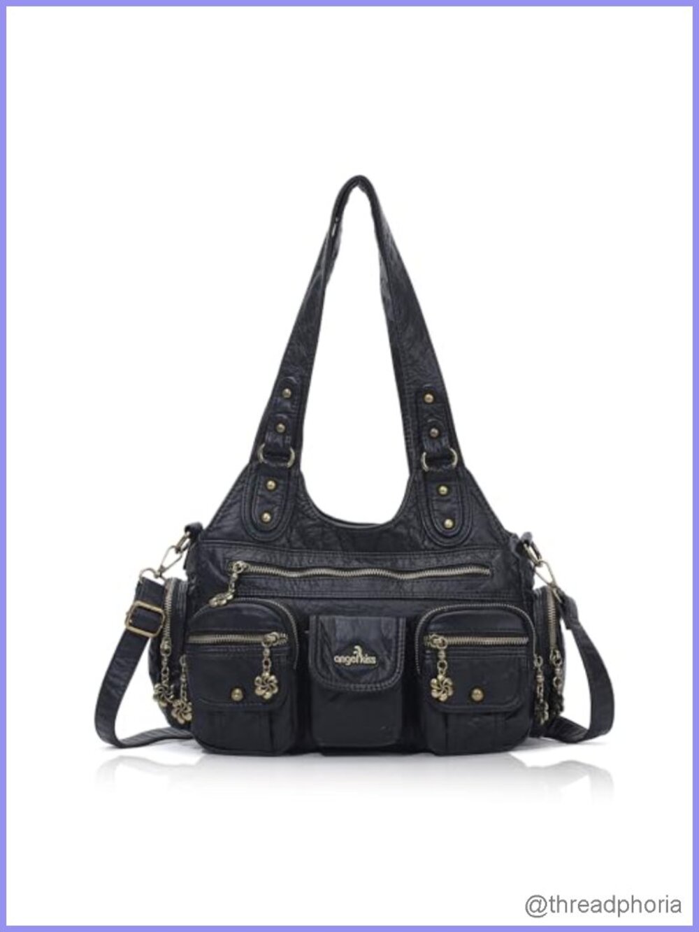 Vintage Hobo Bag for Women - Soft Vegan Leather Multi Pocket Shoulder Purse Y2K